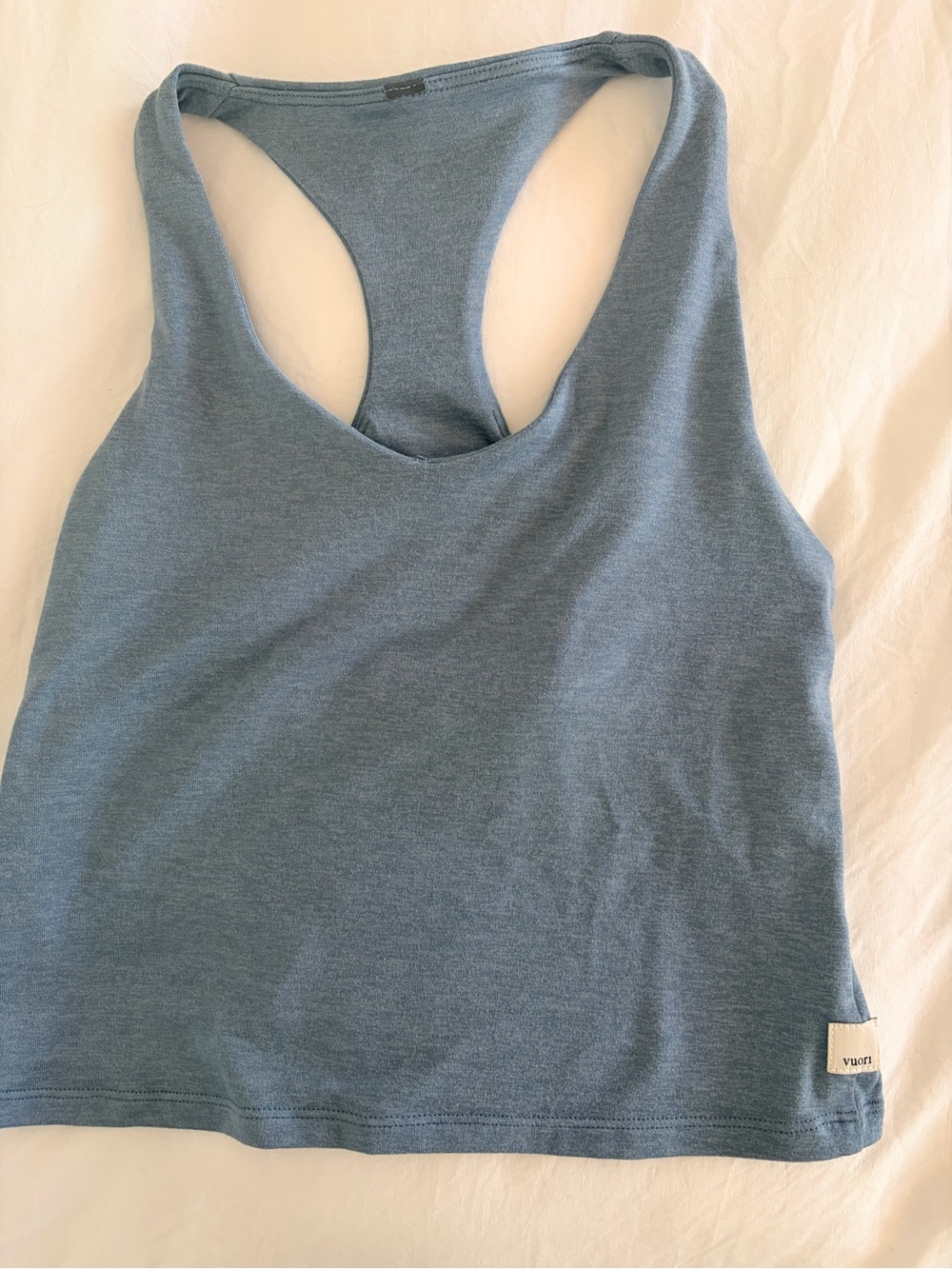 Vuori Heathered Slate Blue Racerback Tank never worn